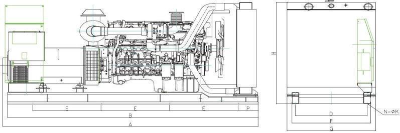 SC13G-15G上柴柴油發電機組安裝尺寸圖